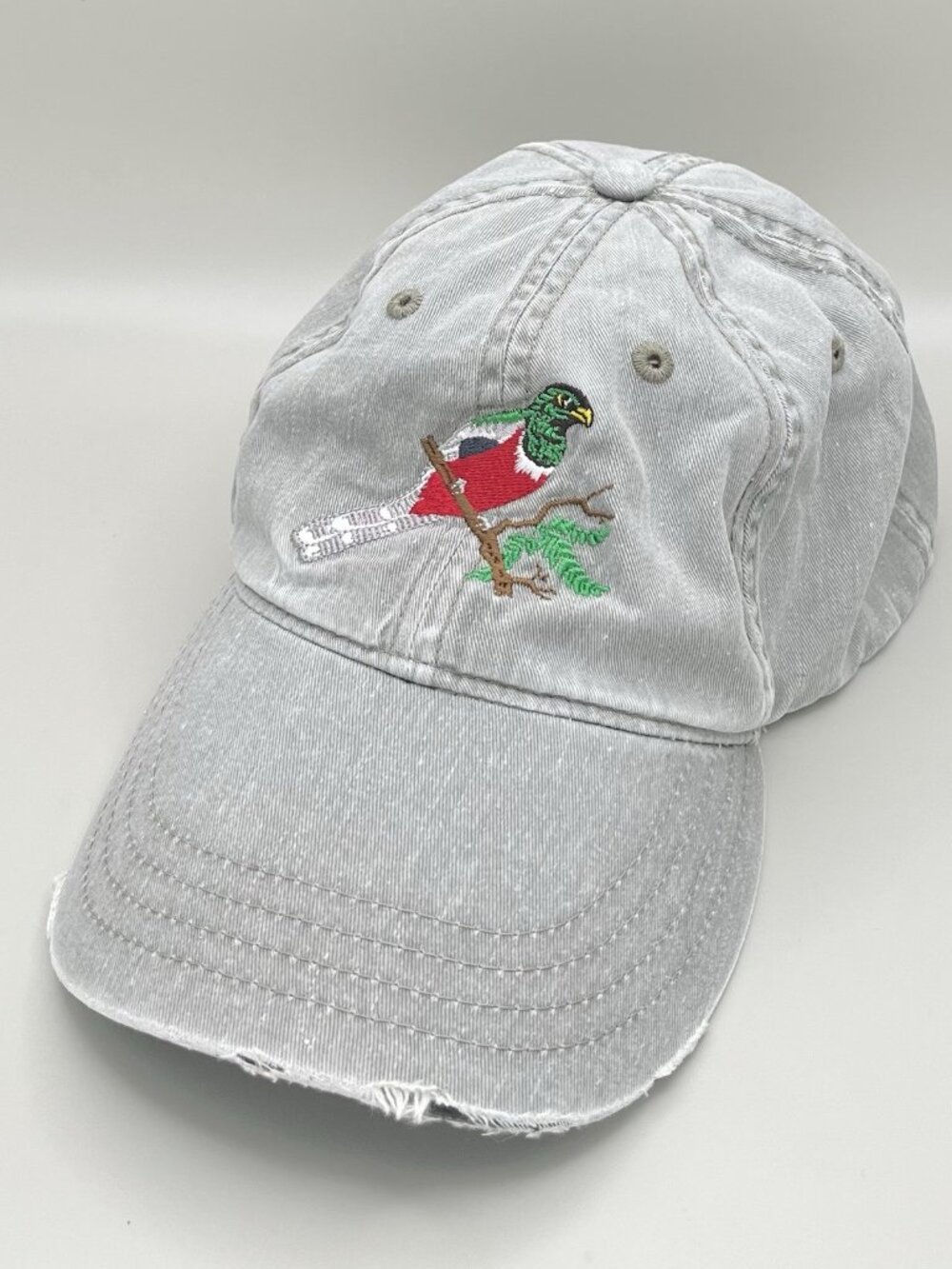 ECO Pheasant Embroidered Baseball Cap Gray Distressed Wildlife Nature Hat VTG